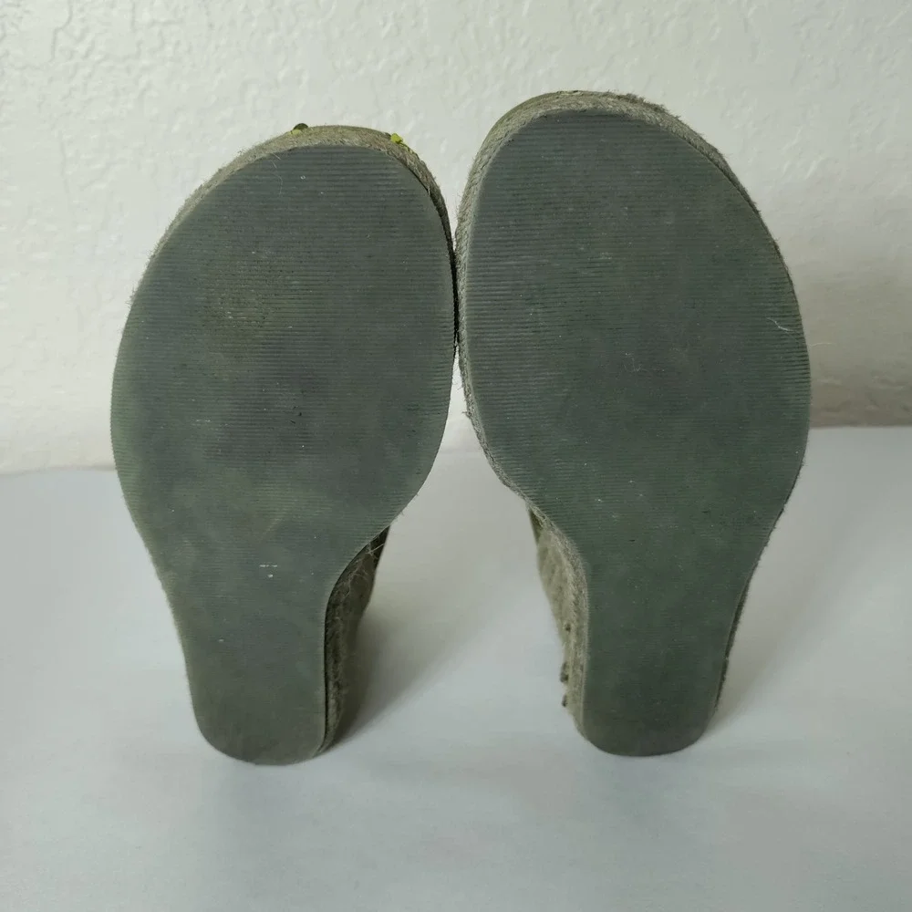 Unionbay BabyMe Olive Green Sequin Espadrille Wedge Pumps Womens 6M 6V8114